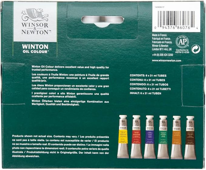 Winsor & Newton Winton Oil Color Paint, Intro Set, 6 x 21ml Tubes, Multicolor, 0.73 Fl Oz (Pack of 6)