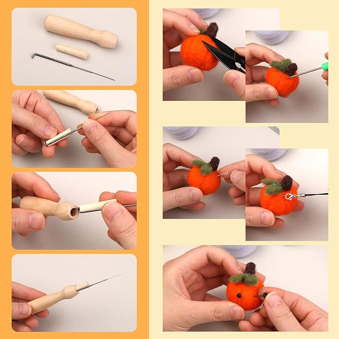 SOCNITC 45 Colors Needle Felting Kits for Beginners, Needle Felting Supplies with Tools, Felt Starter Kits with Needles, Storage Bag for DIY Handcrafts Decoration