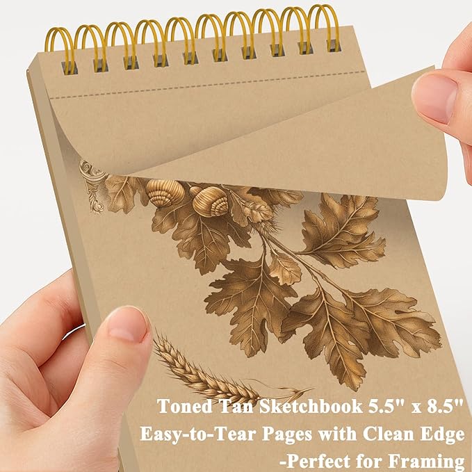Fuxi Toned Tan Sketchbook, 2-Pack - 5.5" x 8.5" | 85lb/130gsm Toned Paper, 50 Sheets Per Pad.