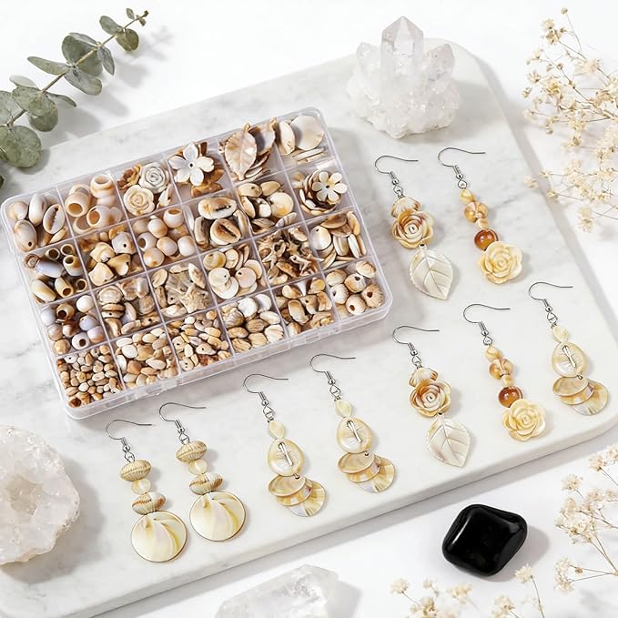 Ocean Beads for Bracelets Making, 24-Grid Imitation Boho Ocean Beach Shell Bead Charms Starfish Beads Summer Sea Dangle Pendant for Jewelry Making Necklace Earring Bracelet Anklet DIY Craft