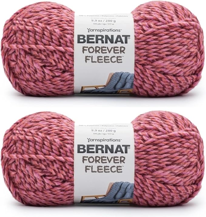 Bernat Forever Fleece Rumpus Red Yarn - 2 Pack of 280g/9.9oz - Polyester - 6 Super Bulky - 194 Yards - Knitting/Crochet