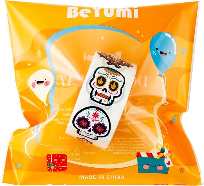 beyumi 1000pcs day of the dead stickers dia de los muertos colorful sugar skull skeleton cat stickers waterproof halloween mexican fiesta stickers decals for laptop water bottle kids party supplies