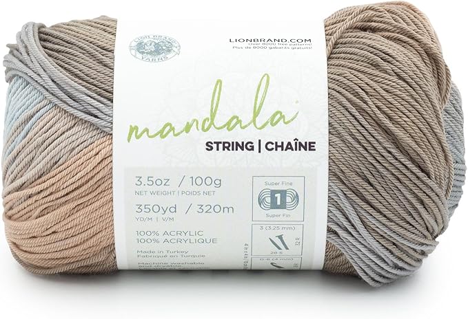 Lion Brand Yarn Mandala String, Fingering Yarn for Knitting and Crochet, Ballad, 1 Pack