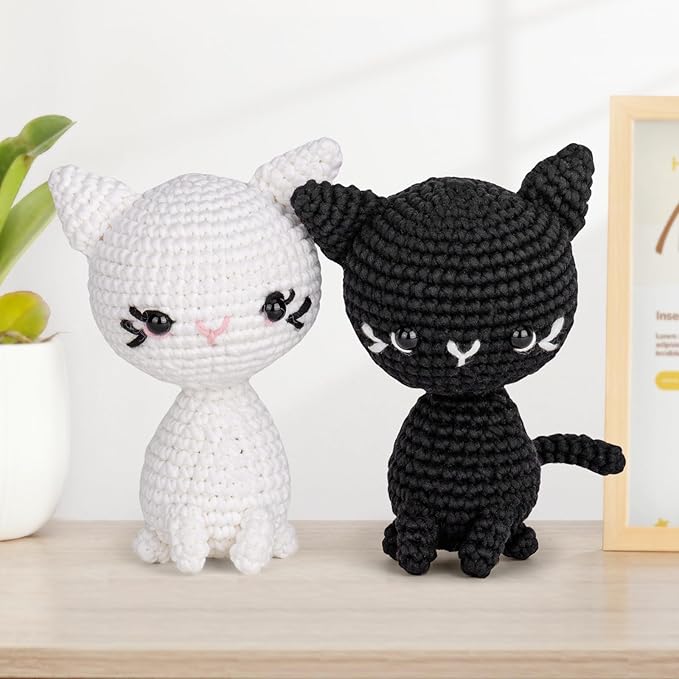 Crochet Kit for Beginners, Crochet Starter Kit with Step-by-Step Video Tutorials, Crochet Animal Kits for Adults, DIY Craft Supplies (Magical Cats)