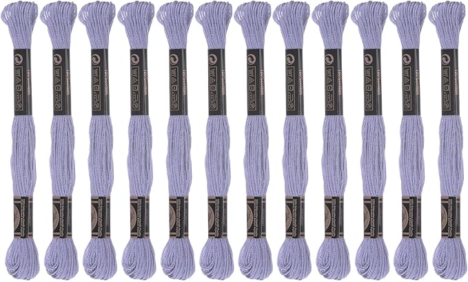 HARFINGTON 12 Skeins Embroidery Floss 8.75yds(8m) Egyptian Long-Staple Cotton Cross Stitch Thread for Sewing DIY Bracelet Yarn String and Crafts, Light Purple