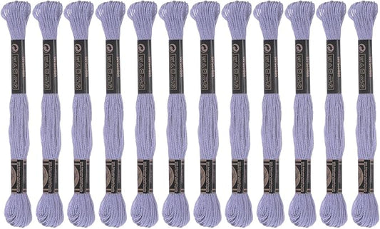 HARFINGTON 12 Skeins Embroidery Floss 8.75yds(8m) Egyptian Long-Staple Cotton Cross Stitch Thread for Sewing DIY Bracelet Yarn String and Crafts, Light Purple