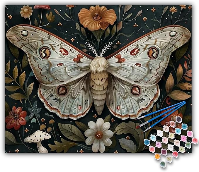 Offito Paint by Numbers Kit for Adults - Butterfly Acrylic Adult Paint by Number Kits on Canvas for Beginner, Butterfly DIY Oil Painting by Numbers for Adults Kit, Perfect for Home Decor Gift 16"x20"