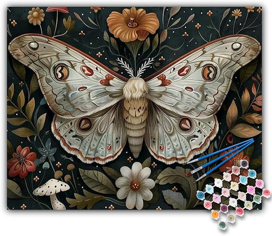 Offito Paint by Numbers Kit for Adults - Butterfly Acrylic Adult Paint by Number Kits on Canvas for Beginner, Butterfly DIY Oil Painting by Numbers for Adults Kit, Perfect for Home Decor Gift 16"x20"