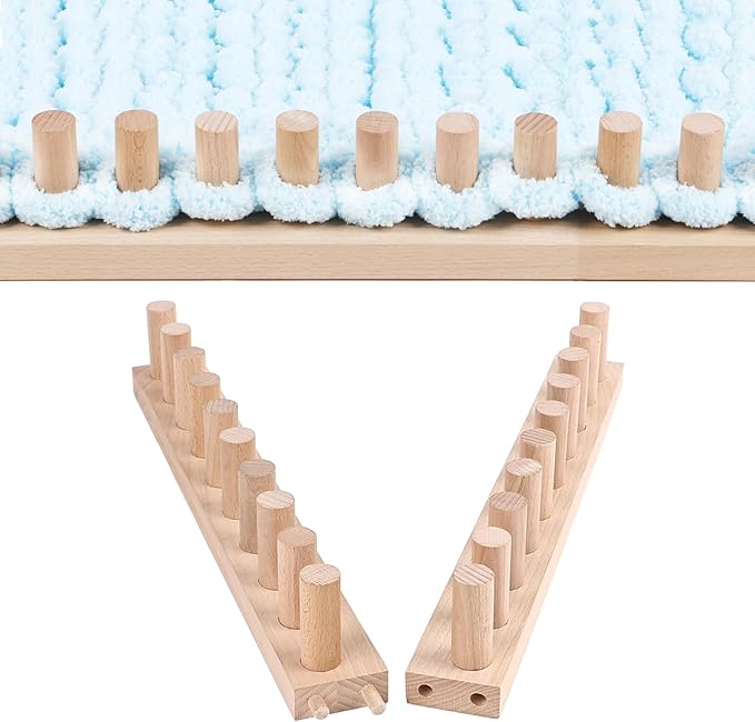 cenoz 30" Beechwood Chunky Knitting Blanket Loom Kit - Adjustable Size Hand Knitting Loom for DIY Throw Chunky Yarn Blankets Scarves Rugs, No Needles Required, Blanket Loom Gift for Beginners Starter