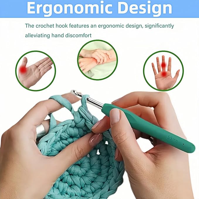 Crochet Hooks,Crochet Hook Set with Case Yarn Accessories,Ergonomic Crochet Hooks with Soft Grip Handles,9 Sizes from 2mm-6mm,Crochet Kit for Beginners DIY Dolls Bags Clothes Blanket(Sloppy Bear)