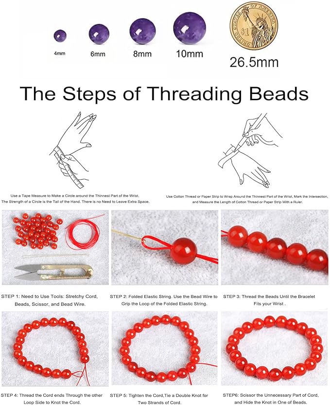 6mm Natural Red Chalcedony Round Bead - 60PCS Bulk Gemstone Beads for Jewelry Making, DIY Bracelets, Necklaces - Includes Crystal Stretch Cord - Stone Beads for Crafting Gifts