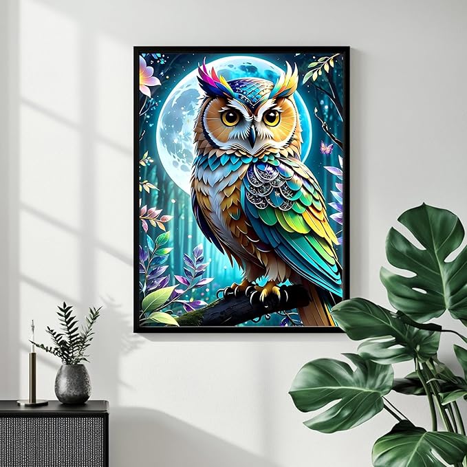 Paint by Numbers Kit for Adults, Owl Paint by Numbers Kit for Adults Beginners, DIY Acrylic Painting on Canvas for Home Wall Art Decor(16x20Inch