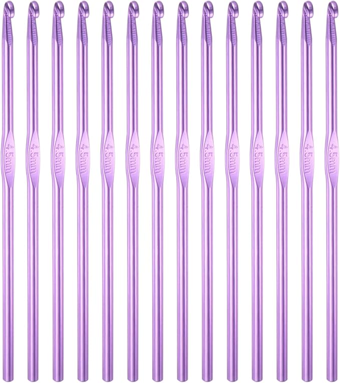 HEYLEAYAR 4.5MM Aluminum Crochet Hooks 14PCS,Aluminum Crochet Needle Size 7,Crochet Hooks Bulk for Knitting Craft Yarn Contribute to Beginners