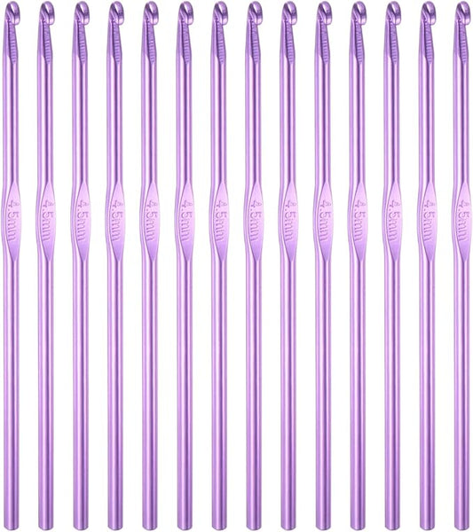 HEYLEAYAR 4.5MM Aluminum Crochet Hooks 14PCS,Aluminum Crochet Needle Size 7,Crochet Hooks Bulk for Knitting Craft Yarn Contribute to Beginners