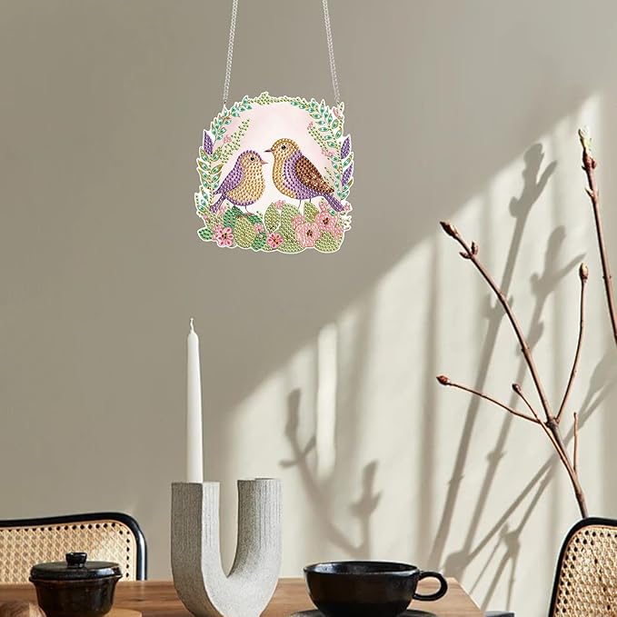 TDFERAN Diamond Painting Pendant Easter DIY Diamond Art Decoration Kit Window Pendant, Gem Art Wall Home Window Decoration Adult Digital Painting Women Crafts Hobby