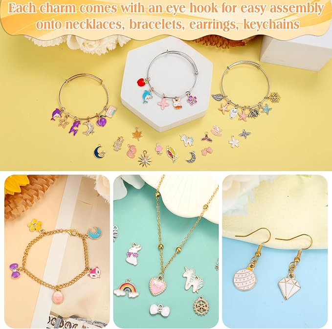 Acejoz 600Pcs Charms for Jewelry Making, Assorted Wholesale Mixed Metal Earring Bangle Bulk Charms for DIY Necklace Bracelet Jewelry Making and Crafting