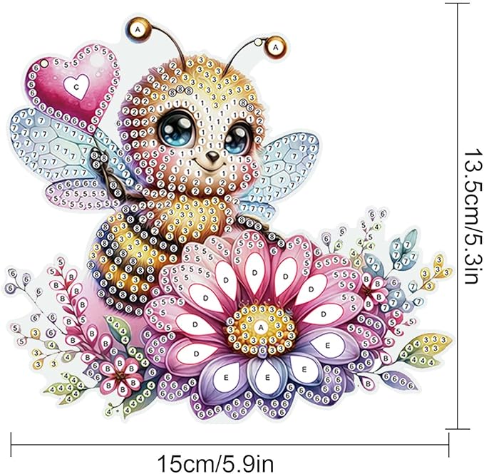 AiYuanzsh Diamond Art Hanging Kits for Adults, Bee Flower Special Shaped Crystal Diamond Painting Acrylic Ornament, DIY Window Suncatcher Pendant for Home Wall Decor Gift