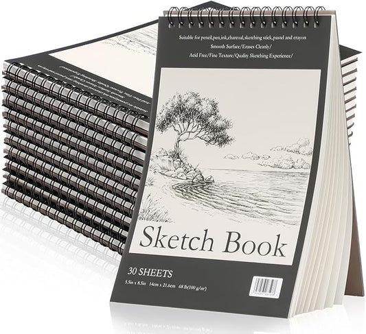jexine 20 pcs 5.5'' x 8.5'' top spiral bound sketch book 30 sheet each(68lb/100gsm), sketching drawing pad bulk artist sketch pad drawing paper art sketchbook for painting (tree)