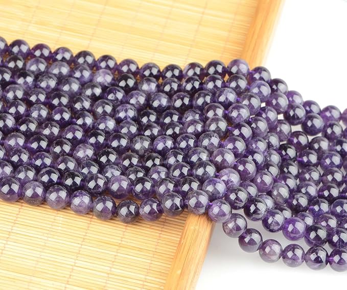 bymitel 210pcs natural crystal beads stone gemstone round energy healing loose beads with stretch cord for jewelry making bracelets anklets (amethyst, 4mm 210pcs)