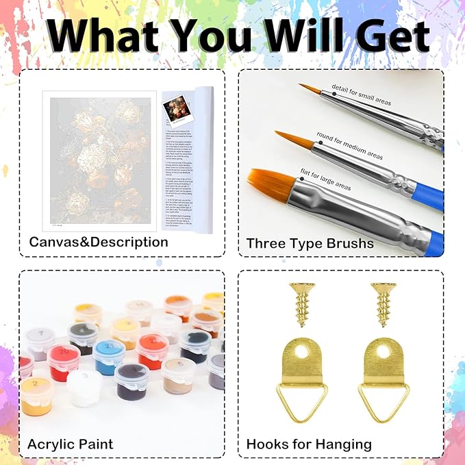 Flower Paint by Numbers Kit for Adults, Flower Paint by Numbers Kit for Adults Beginner, Adult Paint by Number Kits for Gift Home Decor 16''W x 20''L