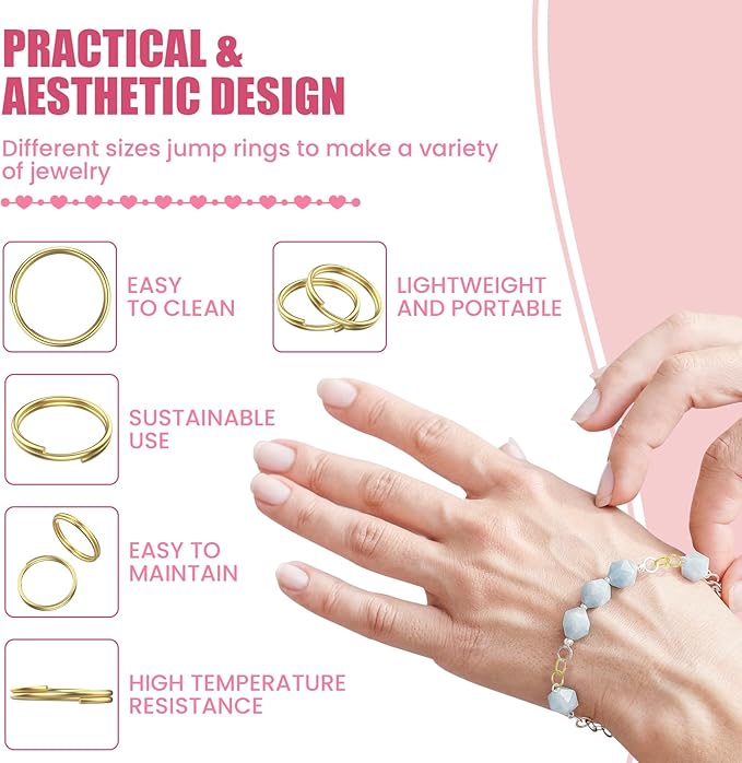 500 Pcs Double Open Jump Rings Kit, Zinc Alloy Mini Round Split Craft Jump Keychains Key Ring with Double Loops Connectors for Jewelry Making, Bracelets, Necklace, DIY (5, 6, 8, 10, 12mm)