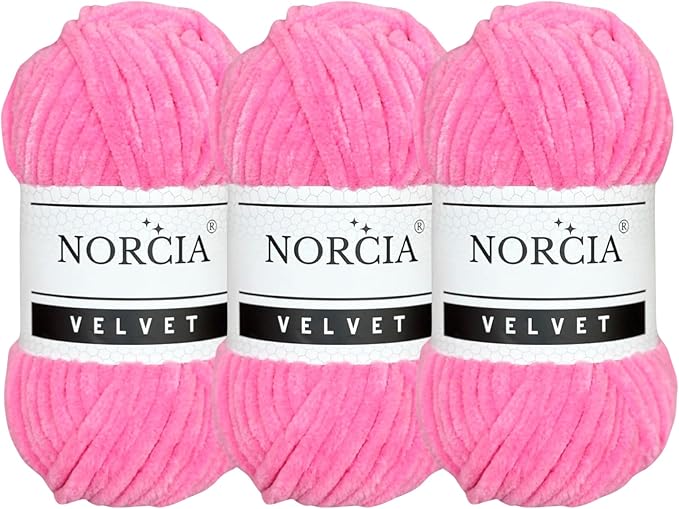 Soft Velvet Yarn Chenille Yarn for Crocheting Super Bulky 3x100g (3x74.3 yds) Baby Blanket Yarn for Knitting Amigurumi Yarn for Crochet Weaving Craft (Pink, 3 Skeins)