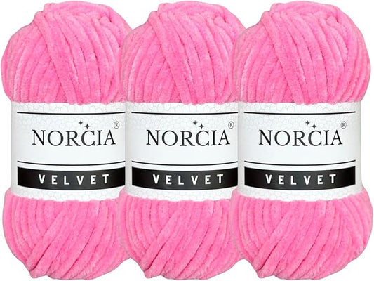 Soft Velvet Yarn Chenille Yarn for Crocheting Super Bulky 3x100g (3x74.3 yds) Baby Blanket Yarn for Knitting Amigurumi Yarn for Crochet Weaving Craft (Pink, 3 Skeins)