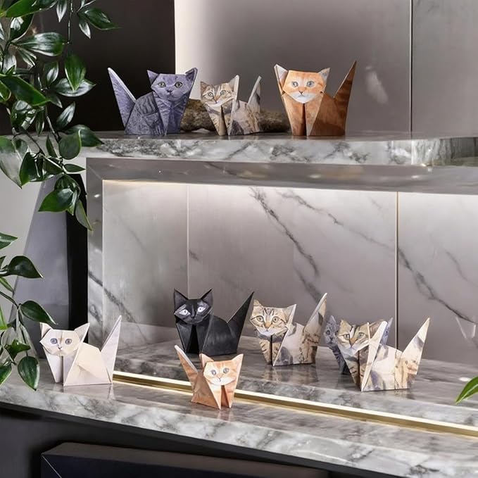 JINJUMEI DIY Origami Cat/Dog Set DIY Origami Cat Kit, 100 Sheets DIY Origami Paper to Fold Cute Cat Figures, Figures Fun Craft Activity for Adults Gift for Cat/Dog Lovers