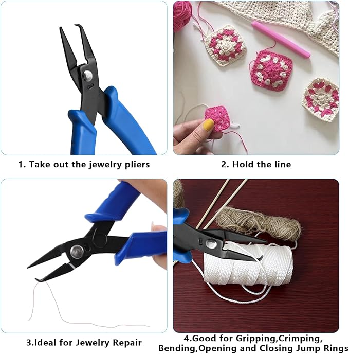 split ring opener tool keychain pliers for jewelry making with one tweezer, a jump ring,for bracelet beading diy craft jewelry making supplies