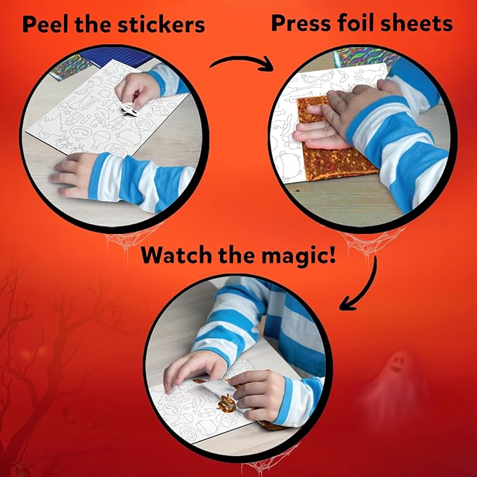 skillmatics foil fun - halloween, no mess art for kids, craft kits, diy creative party activity, trick or treat, gifts for girls & boys ages 4, 5, 6, 7, 8, 9