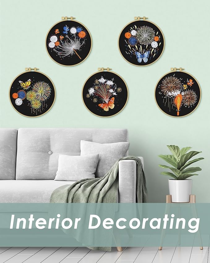 ERKOON 5 Sets Embroidery Kit for Beginners