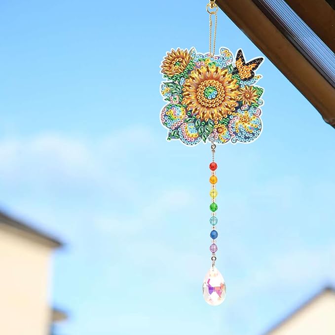 TDFERAN Diamond Pinting During Wind Chimes Diamant Art Hanging Sign Onament Plant Pendants Wind Chimes Wall Hanging in Living Room Dorridor Diamond Art Hanging Sign Onamen DIY Decorations Ornaments