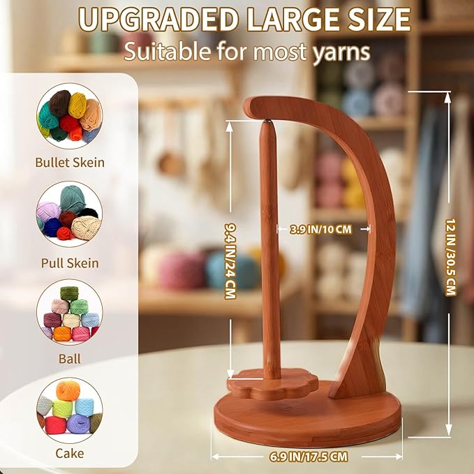 SPEENSUN Yarn Holder for Crocheting, Crochet Yarn Holder, Upgrade Larger Size & Magnetic Yarn Ball Holder for Most Yarns, Rotating Yarn Holder Hold Yarn Up to 1.1 lbs with Packaging Box