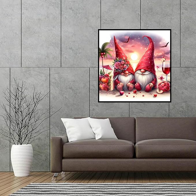 ijbnhd Gnome Diamond Art Kits for Adults, Gnome Diamond Painting Kits for Adults, DIY Full Drill Gem Art Crystal Rhinestone for Wall Home Decor 14X14inch