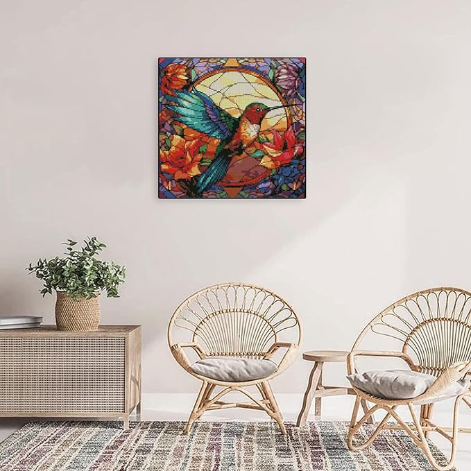 hummingbird stamped cross stitch kits hummingbird cross stitch patterns,dimensions cross stitch kits embroidery kit arts and crafts for beginners 13.7x13.7 inch