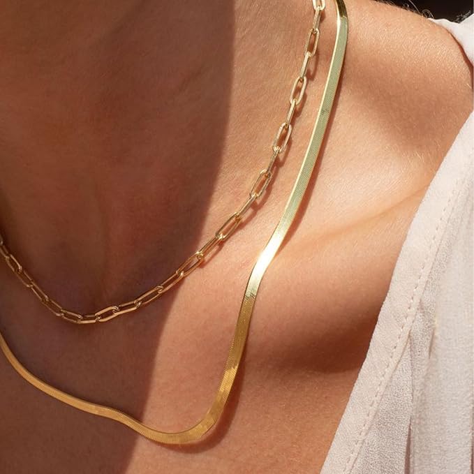 Swyabi 20 PCS Gold Plated Necklace Bracelet Chains Bulk Stainless Steel Paperclip Chain with Extender for Jewelry Making