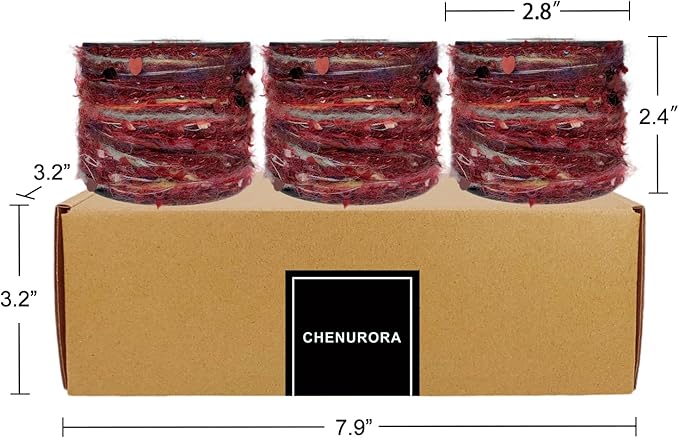 Artisanal Yarn Collection Multifiber Fancy Yarn with Sequins & Iridescent Shimmering Threads for Knitting Crocheting Crafts DIY, Set of 3 Rolls (Burgundy)