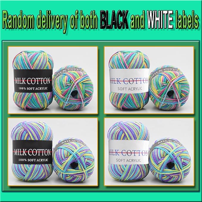 6 Rolls Acrylic Yarn, Large Skeins Assorted Colors, Perfect for Knitting Crochet and Crafts, Style 2