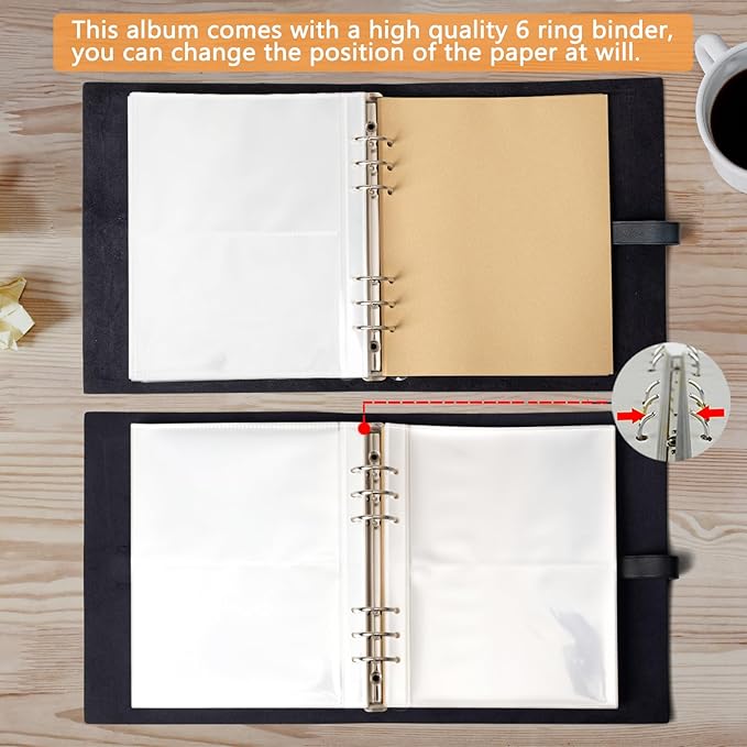 Photo Album 4x6 200 Photos,Genuine Leather Photo Albums with Writing Space with 30 Writing Paper, Travel Family Wedding Kids Graduation Ultrasound Baby Picture Album Scrapbook Photo Album（Love Tree）