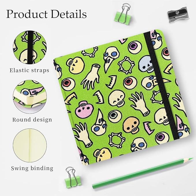 Mifuner Small Square 5x5 80gsm Mini Notebooks Blank Pages Sketchbooks Travel Journal Pocket Hardcover Paint Writing Notebook Blank Diary Memo Planner Sketchbook Fabric Cover, Bone