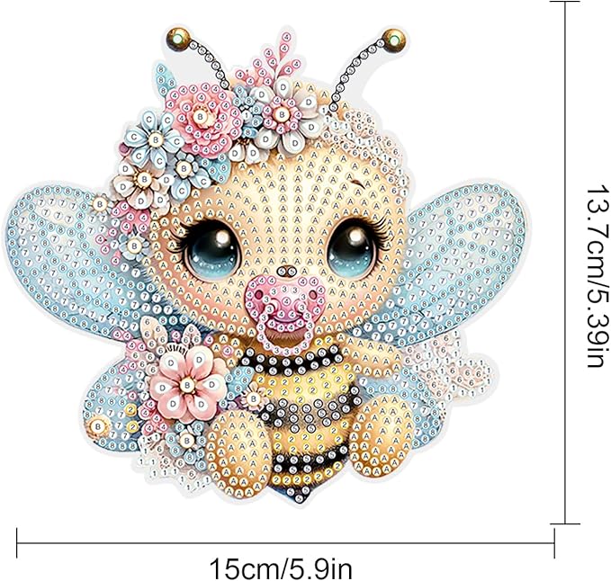 AiYuanzsh Cute Bee Diamond Painting Hanging Pendant Kit, 5D DIY Acrylic Special Shaped Rhinestones Diamond Art Hanging Ornament, Window Wall Home Decor Gift for Adults