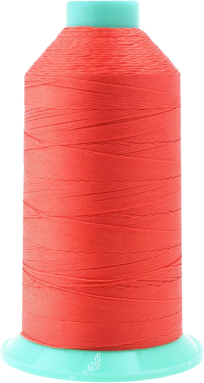 Mandala Crafts Size 138 420D T135 Bonded Nylon Thread - Coral 1250 YDs Tex 135 Heavy Duty Sewing Threads for Leather, Jeans, Weaving, Outdoor Marine Upholstery