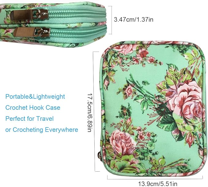 New Crochet Hook Case Without Hooks and Accessories, Zipper Storage Organizer Bag with Web Pockets for Various Crochet Needles/Knitting Accessories/Crochet Hook Kit Tools, Lightweight, Easy to Hold