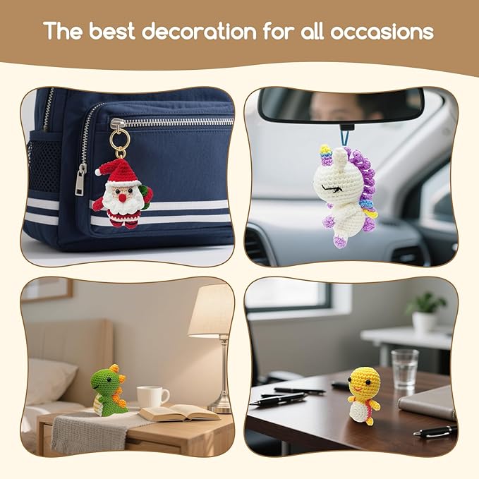 Flashbee Crochet Kit for Beginners Kids: 6pcs Cute Animal Crochet Set, Christmas Gifts for 8-12 Years Old Girls, Easy to Learn Knitting Kit with Step-by-Step Video Tutorials & Clear Instructions