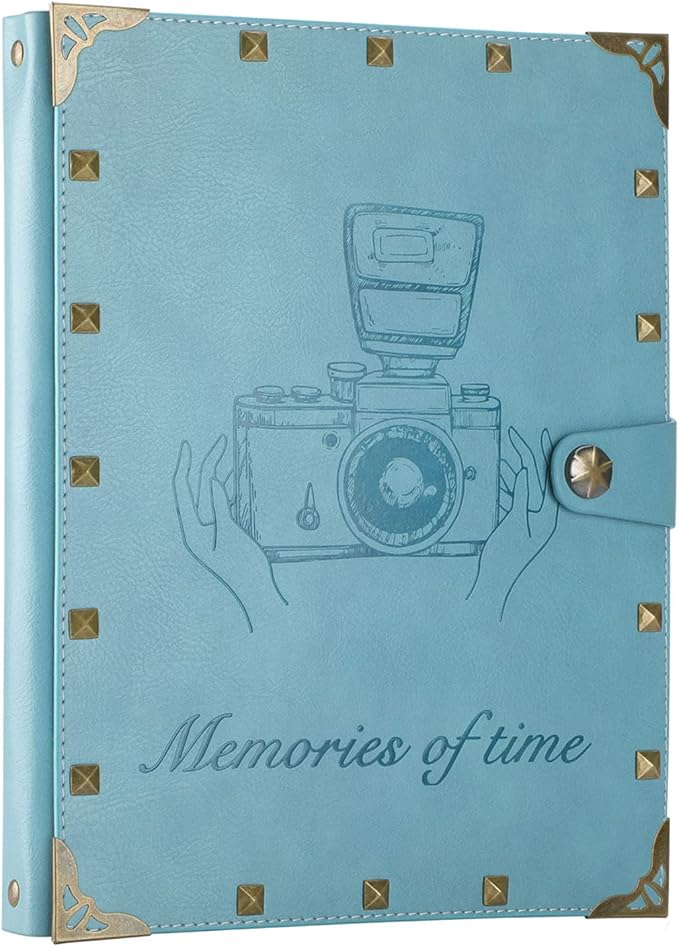 ZEEYUAN Leather Scrapbook Album 60 Pages Love Memory Photo Book Album 8.5x11 inch, Scrapbooking Supplies Kits for Couples Anniversary Vintage Travelling Scrapbook Family Scrap Book