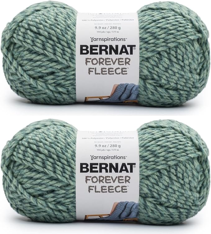 Bernat Forever Fleece Ficus Yarn - 2 Pack of 280g/9.9oz - Polyester - 6 Super Bulky - 194 Yards - Knitting/Crochet