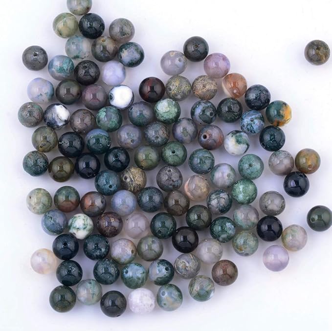 Natural Stone Beads 100pcs 10mm India Agate Round Genuine Real Stone Beading Loose Gemstone Hole Size 1mm DIY Smooth Beads for Bracelet Necklace Earrings Jewelry Making (India Agate, 10mm)