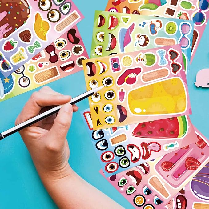 24 sheets ice cream stickers for kids classroom, make your own ice cream sticker, summer stickers birthday party favor, summer craft teacher reward