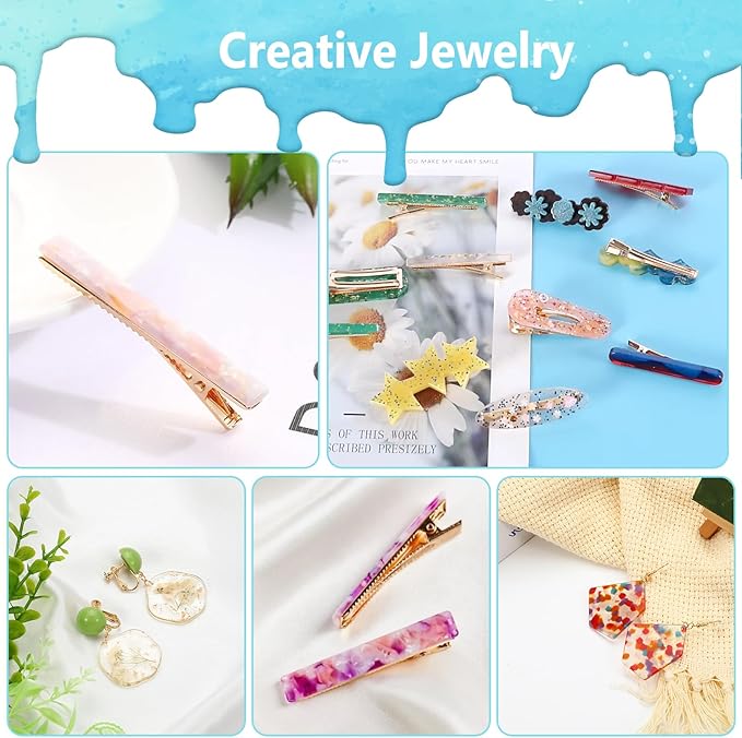KISREL UV Resin Jewelry Making Kit, 400g Crystal Clear Resins with Light and Molds, DIY Jewelry Making Resin Kits, Resina Starter Kit for Keychain, Hair Clip and Earring