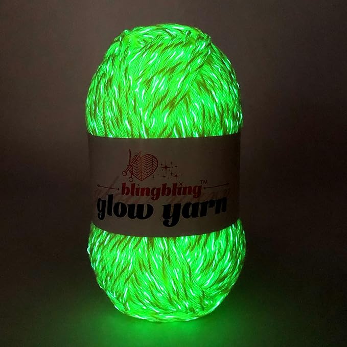 Glow in The Dark Yarn, Light DK #3 Yarn - 100 G/3.5 Oz, for Beginner's Yarns for Crochet and Knitting (Yellow)